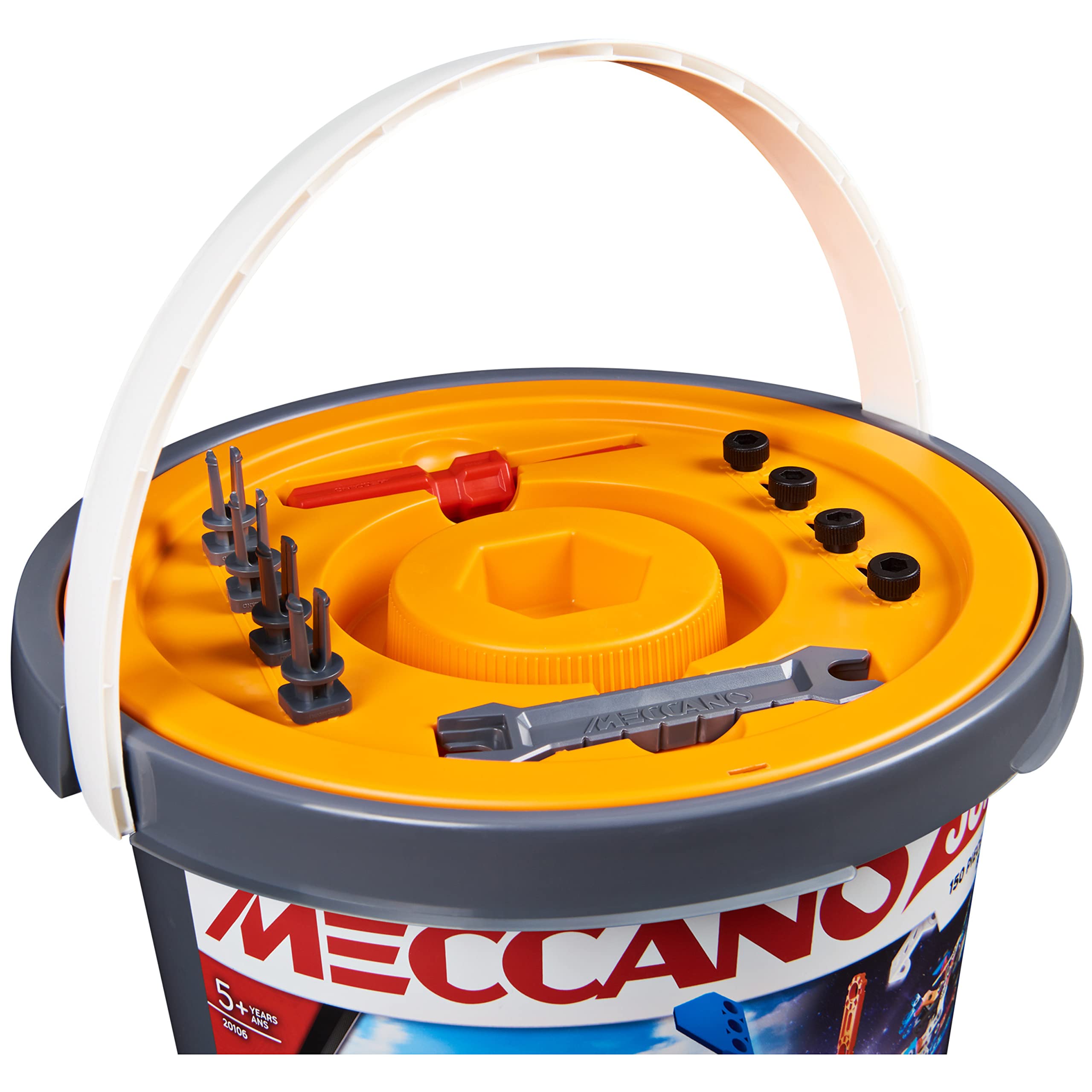 MECCANO Junior - Cubo 150 Piezas - Kit de construcción de Modelo Steam de 150 Piezas para Juego Libre - 6055102 - Juguetes Niños 5 años +