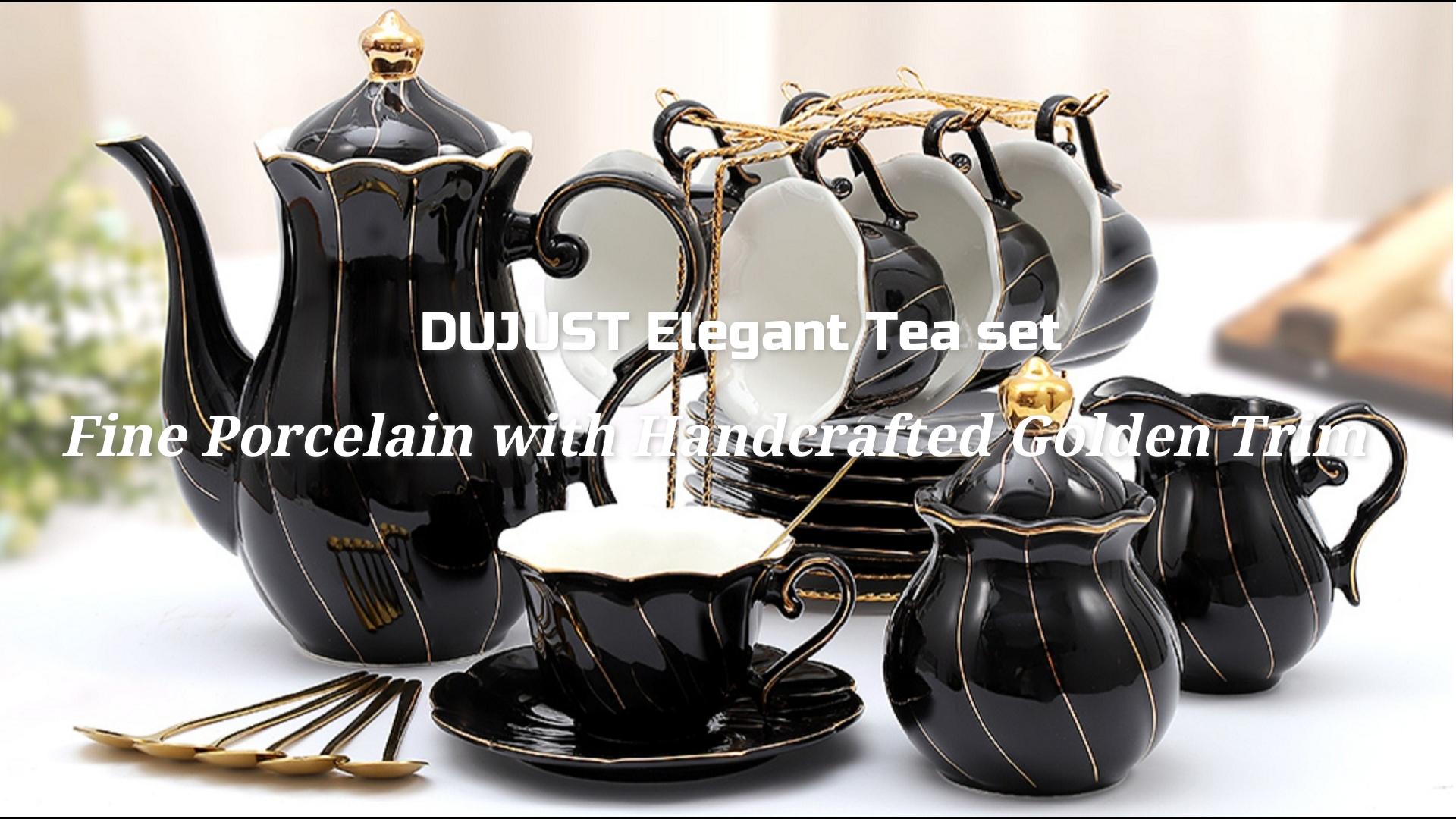 Amazon.com | DUJUST 22 pcs Porcelain Tea Set for 6, Luxury British