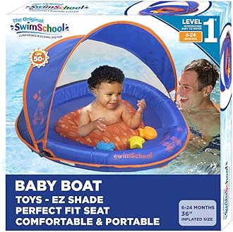 Infant Baby Pool Floats, Free Swimming, Super Buoyant – Ages 6-24 Months – Multiple Colors/Styles – Adjustable Canopies and Seats, Splash & Play Baby Floaties