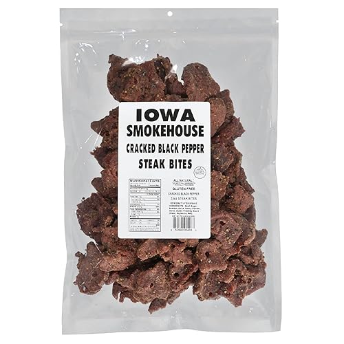 Miniatura 3 de IOWA SMOKEHOUSE Bocaditos de bistec, pimiento rojo, bocadillo de carne tierna de pepita, totalmente natural y sin gluten, 0.23 onzas de proteínas,