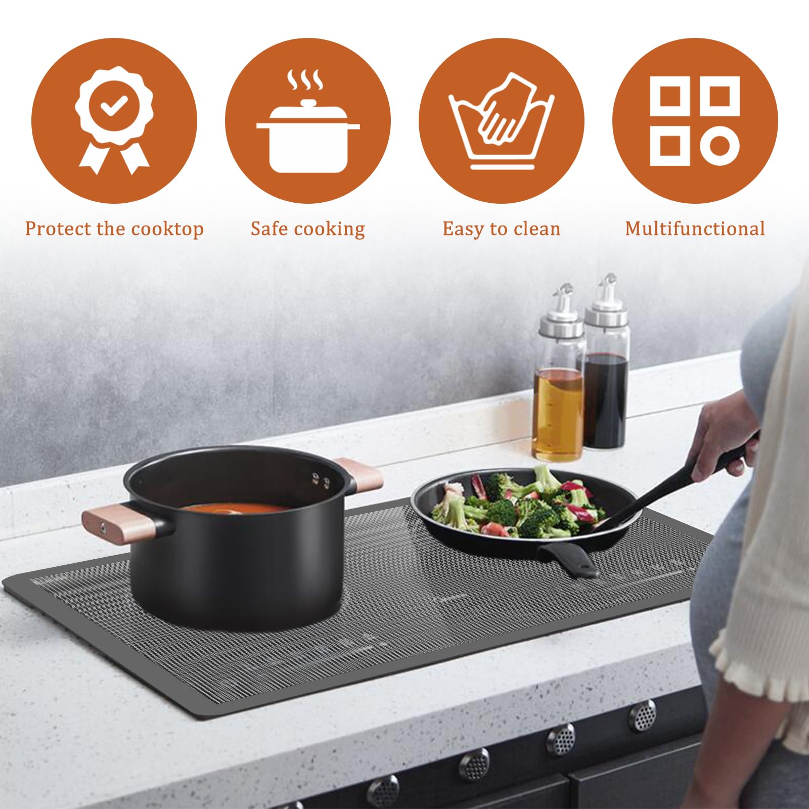 Tappetino Silicone Per Piano Induzione 80x52cm - Protettivo Antiscivolo E Lavabile In Lavastoviglie - Foto 3