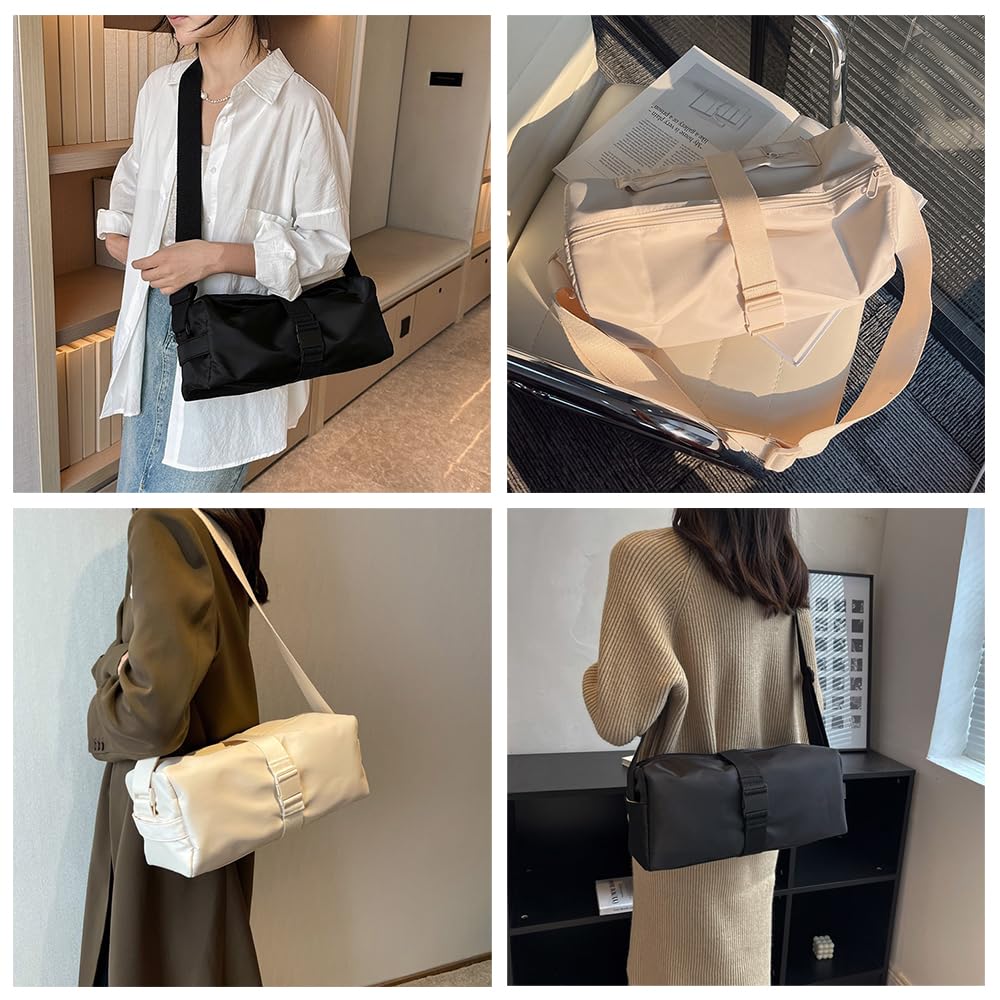 Borsone Palestra Piccola per Donna/Uomo, Woukksy Piccolo Borsa Sportiva Impermeabile per Yoga, Nuoto, 8.1L Oxford Borsa a Tracolla alla Moda Per Viaggi Di Fine Settimana, Pendolarismo (Bianco)