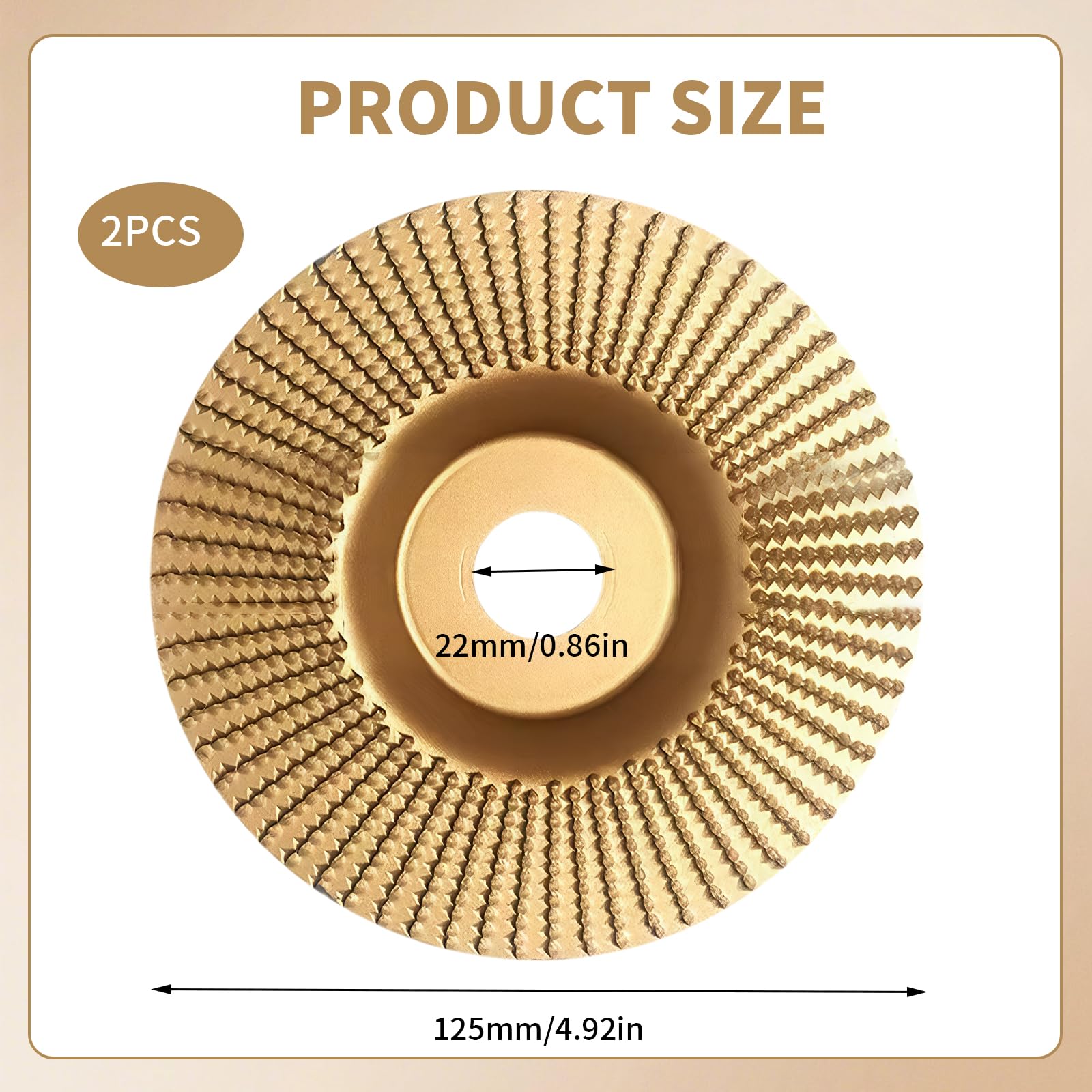 2 dischi abrasivi per legno da 125 mm per smerigliatrice angolare, disco abrasivo per legno in acciaio, disco da intaglio per legno per lavorazione del legno, forme, levigatura e intaglio