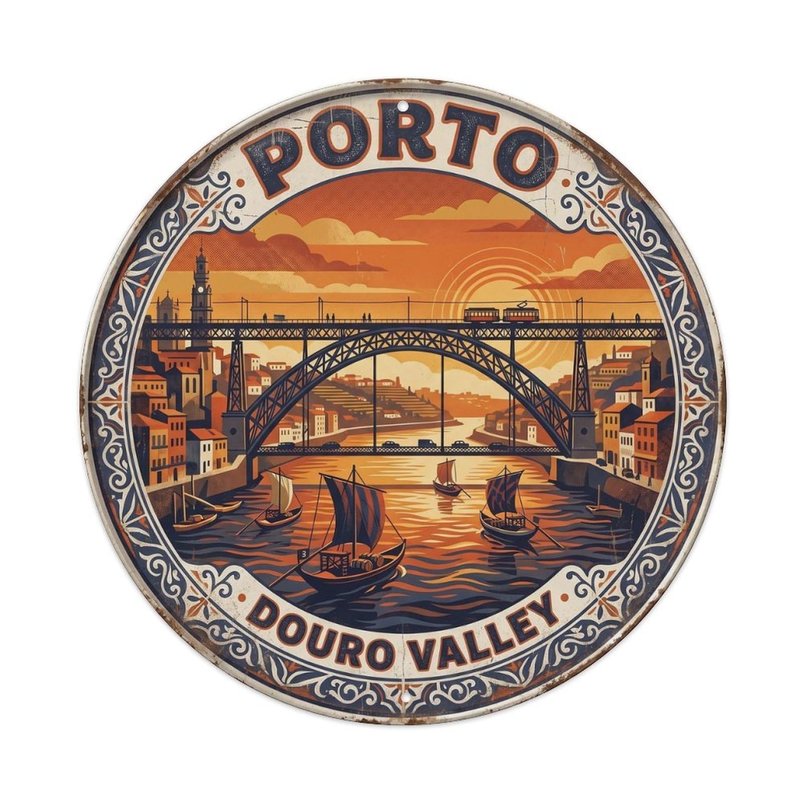 Vintage Travel Porto Portugal Bridge Metal Tin Sign