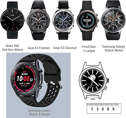 Miniatura 6 de Easuny Correa deportiva compatible con Samsung Galaxy Watch 3 de 1.772 pulgadas/Galaxy Watch 1.81 pulgadas/Samsung Gear S3 Frontier, correa de reloj