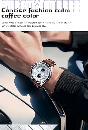 Mens Watches for Men Analog Quartz Watches with Waterproof Chronograph Calendar Leather Strap Stainless Steel Watch,Classic Stylish Fashion Sport Casual Business Wristwatch