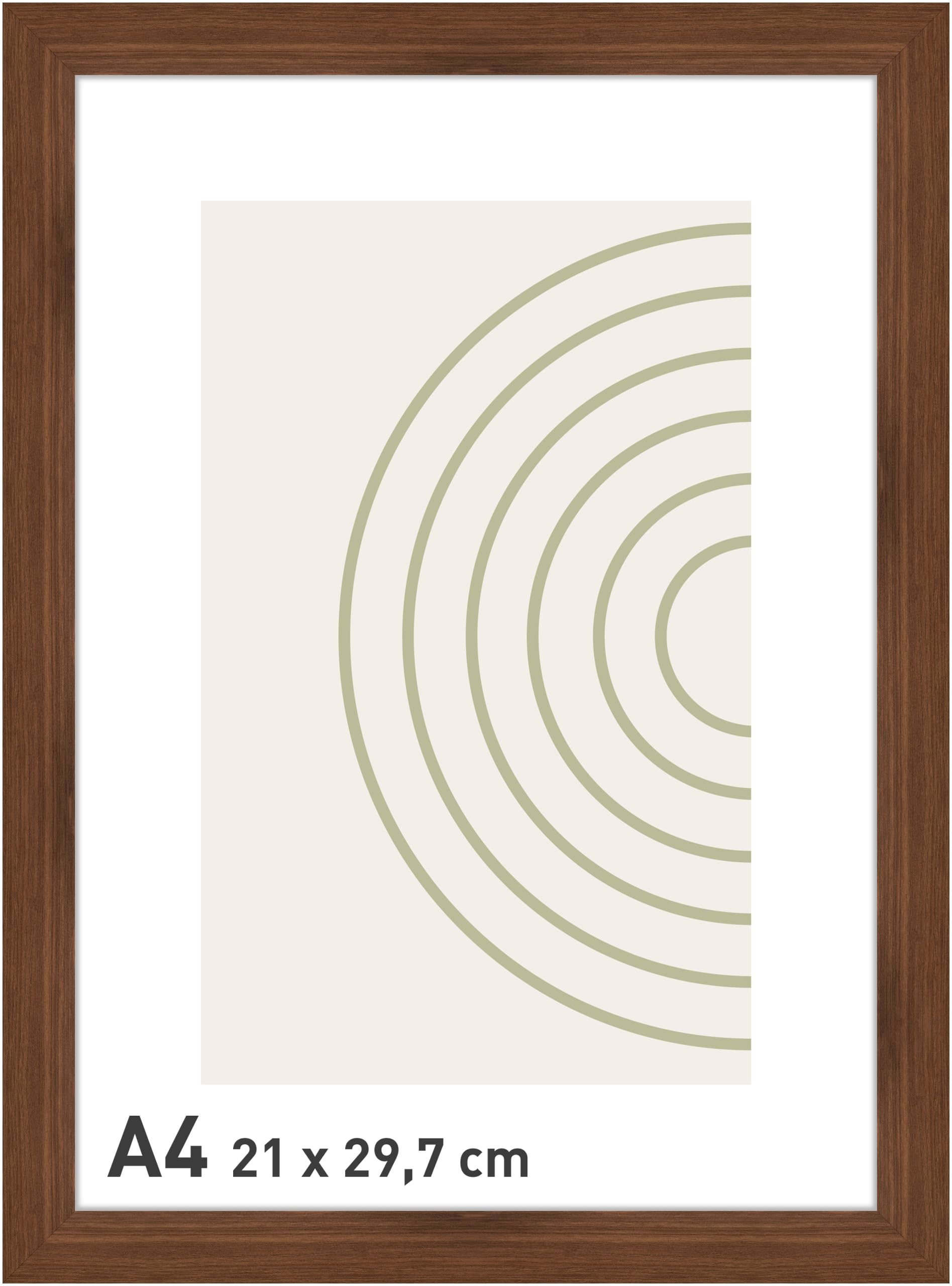 accent by nielsen Velino Picture Frame - Walnut A4, 21x29.7cm - with Glass Front - Ready-to-Hang with Contemporary Poster Print