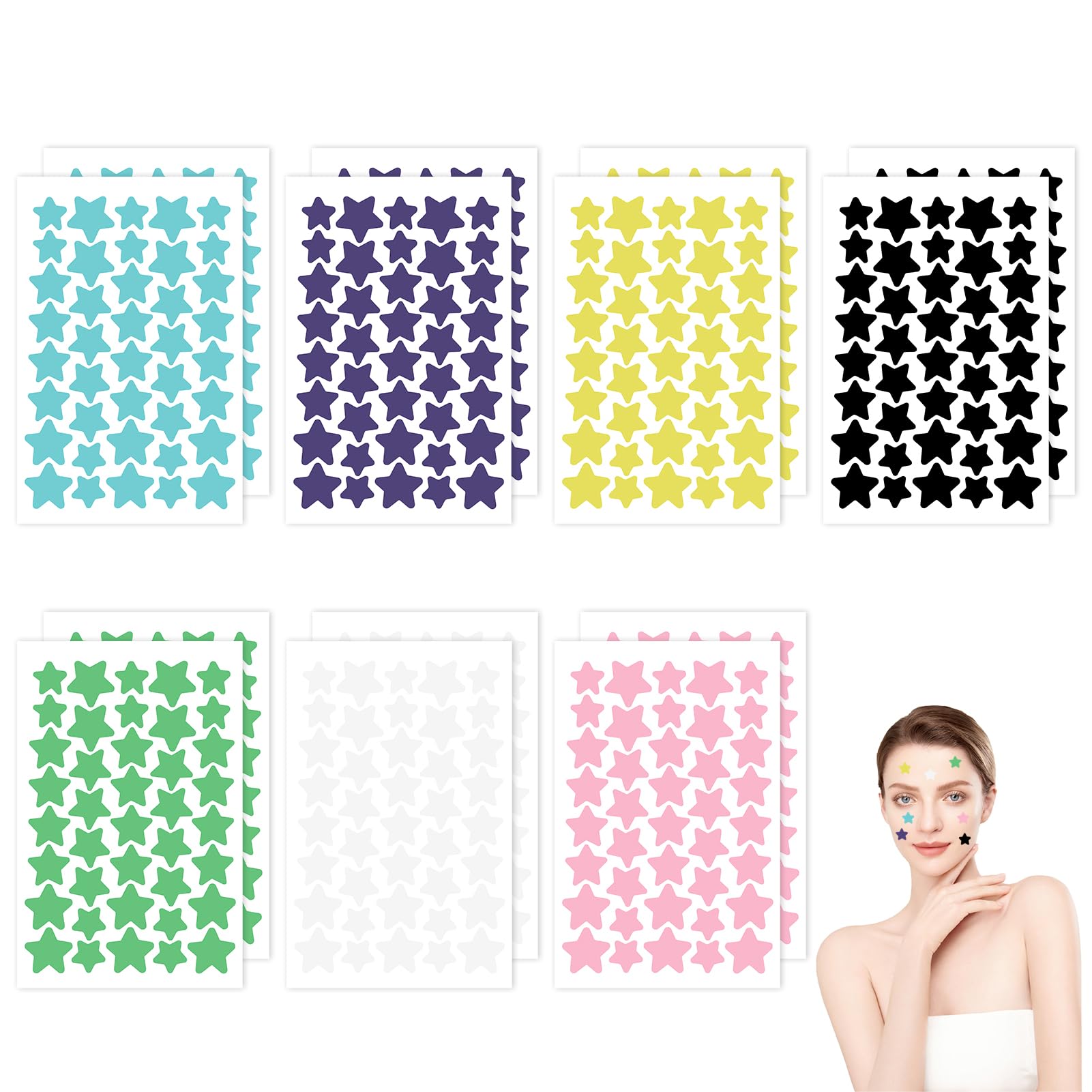 560Pcs Pimple Patches 14Sheets 7 Colors Acne Star Spot Patches Spot Stickers for Face Treatment Absorbing Cover Invisible for Fast Acting Skincare