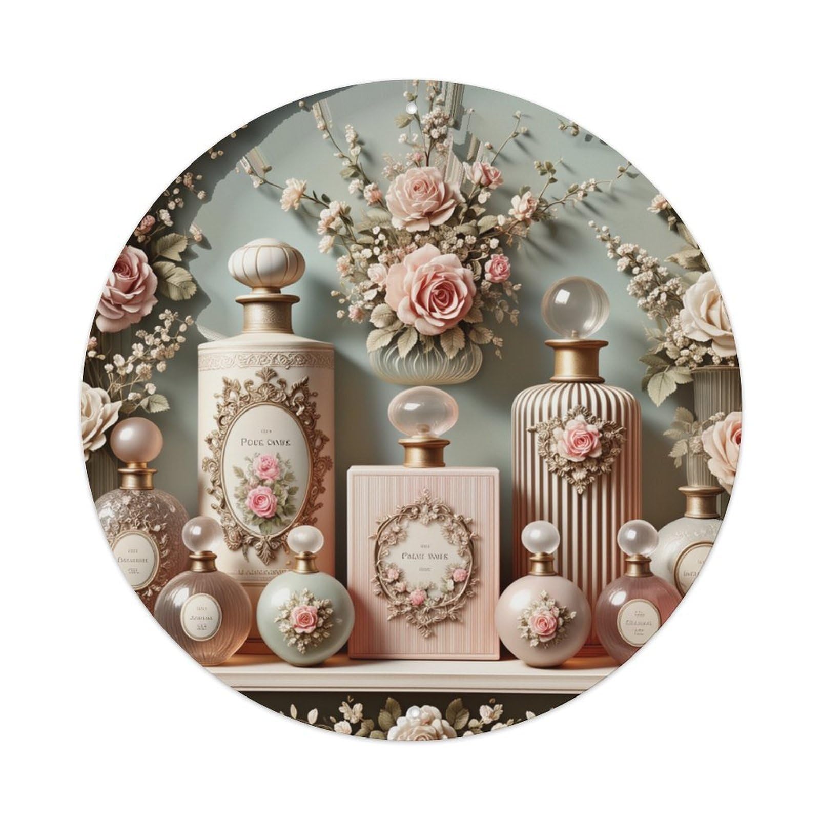 Floral Ornate Vintage Elegance Pattern Round Tin Sign Retro Metal Sign for Cafe Bar Pub Home Game Room Gym Club Wall Decoration Vintage Metal Poster 8x8 Inch