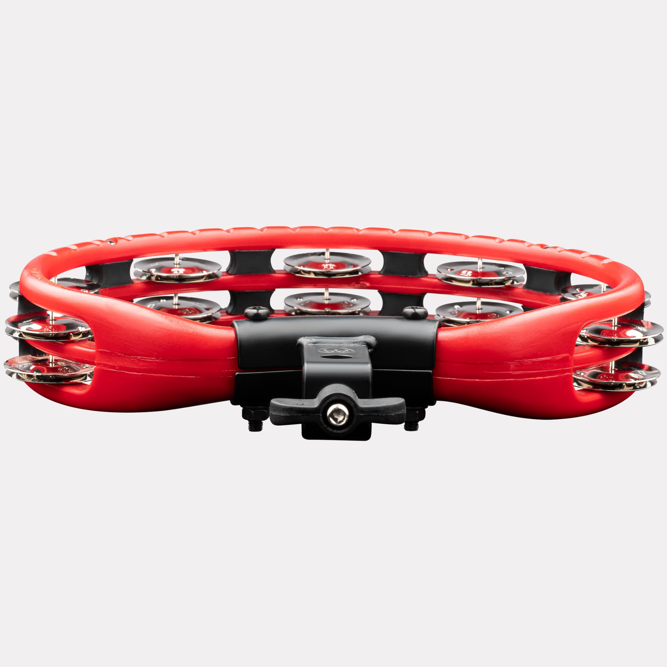 Meinl Percussion Traditional Mountable Tambourine, Rot (TMT2R) | Tamburin mit 2 Reihen Jingles, mit Halterung, ABS Kunststoff und Stahl