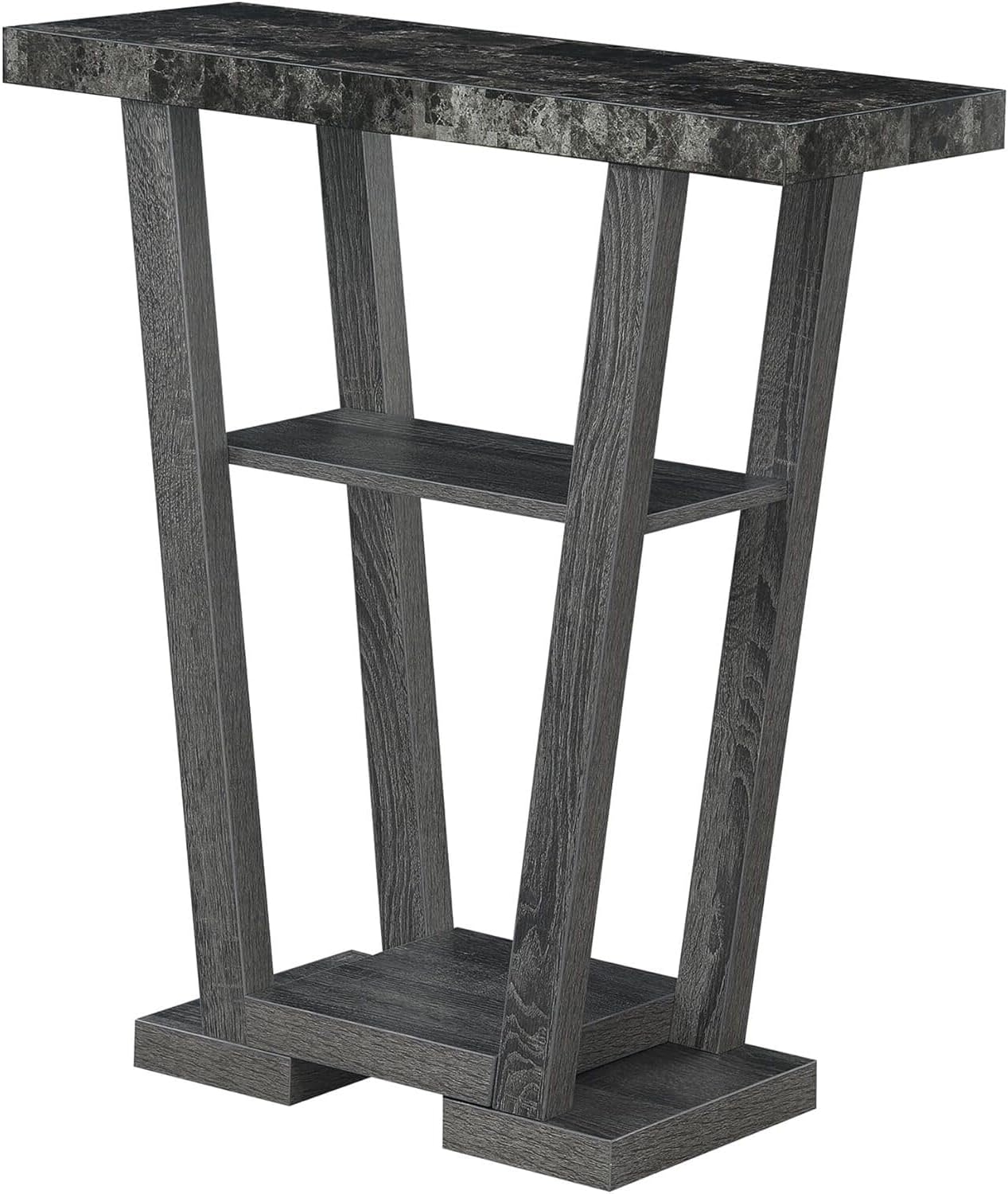 HomeStock Long Console Table for Entryway, Farmhouse Sofa Console Behind Couch, Entry Table for Hallway, Foyer, Living Room, Brown, 31" W x 11.5" D x 34" H Faux Black Marble and Weathered Gray