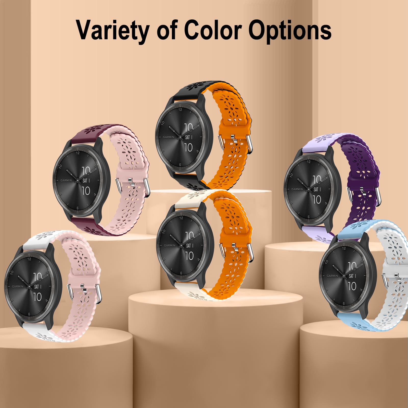 ZoRoll Cinturino 20mm In Nylon Intrecciato Per Garmin Vivoactive 6/5, Venu Sq 2, Forerunner 245 E Altri - Regolabile, Sgancio Rapido - 3