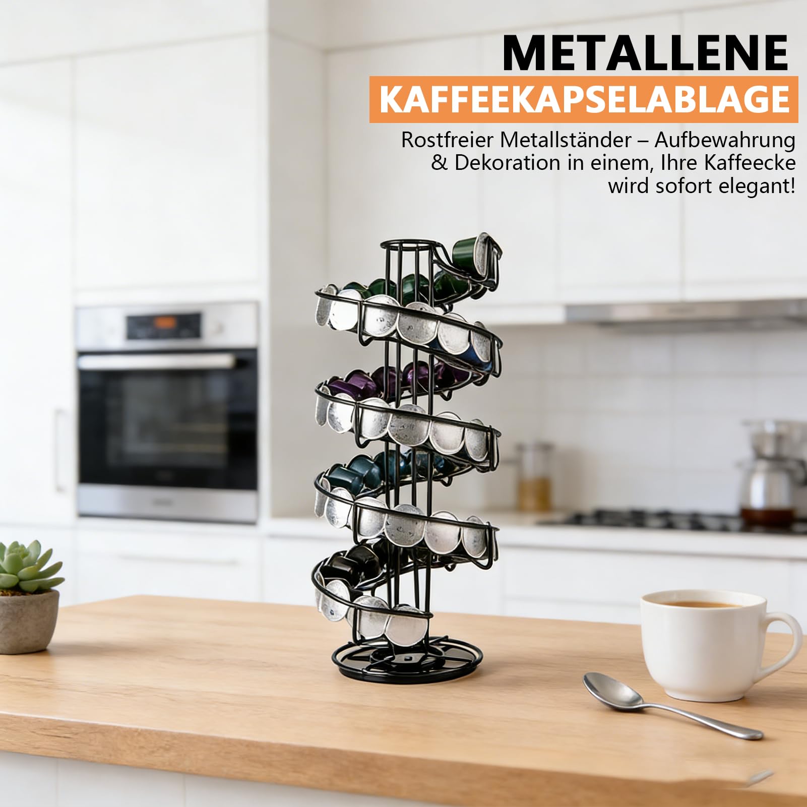 Drehbarer Kapselhalter,kompatibel mit Nespresso-Original-Kapseln,40 Stück Kaffee Organizer,um 360 Grad drehbar,Platzsparend Zubehör Kapselspender für Küchen Café Ruheraum (Eierhalter)
