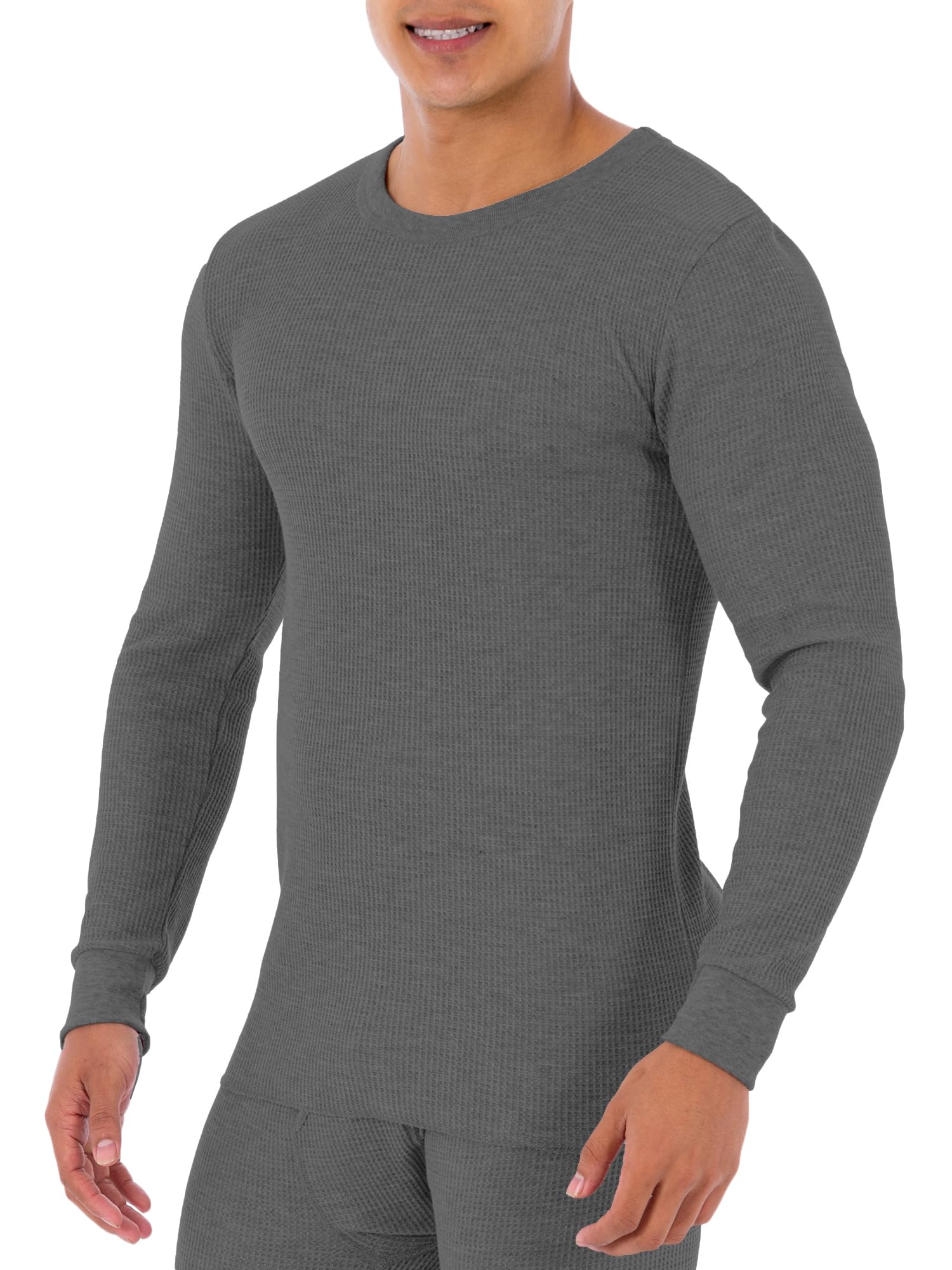 Glory Max Men Waffle Knit Thermal Long Johns 100% Cotton Underwear Top Bottom Set (Dark Gray, X-Large)