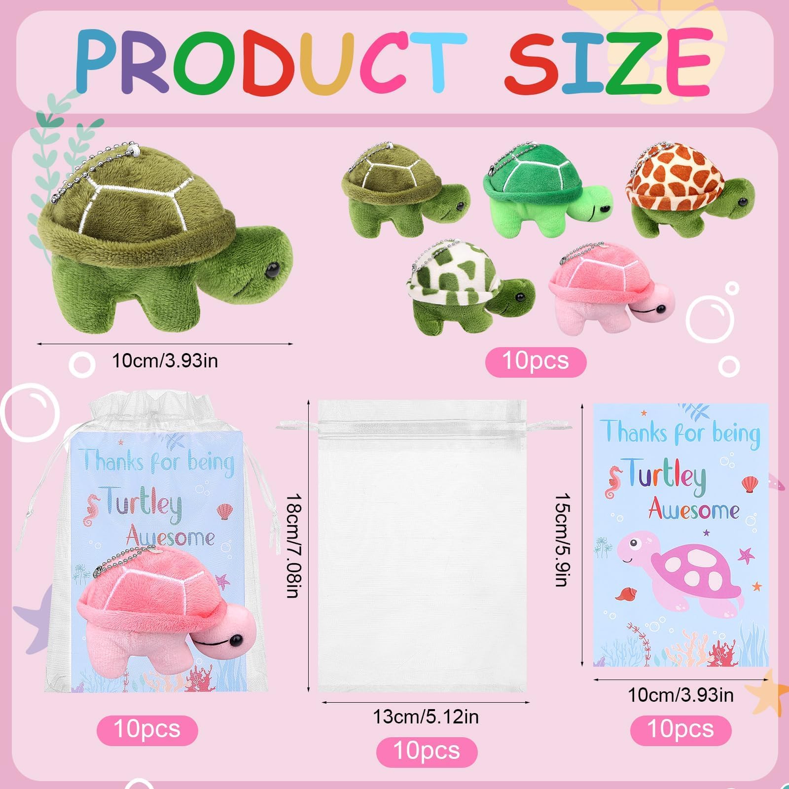 RUIYELE 30 PCS Employee Appreciation Gift Bulk You're Turtley Awesome Stuffed Plush Staff Coworker Inspirational Animal Turtle Party Gifts Thank You Gifts for Nurse Coworker Teacher Team Volunteer - Image 3