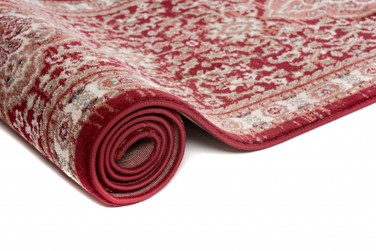 Carpeto Rugs Blumen Teppich Läufer Flur - Orientalisch Teppichläufer - Kurzflor, Weich - Flurläufer für Wohnzimmer, Schlafzimmer - Teppiche - Meterware - Burgund Rot - 120 x 180 cm