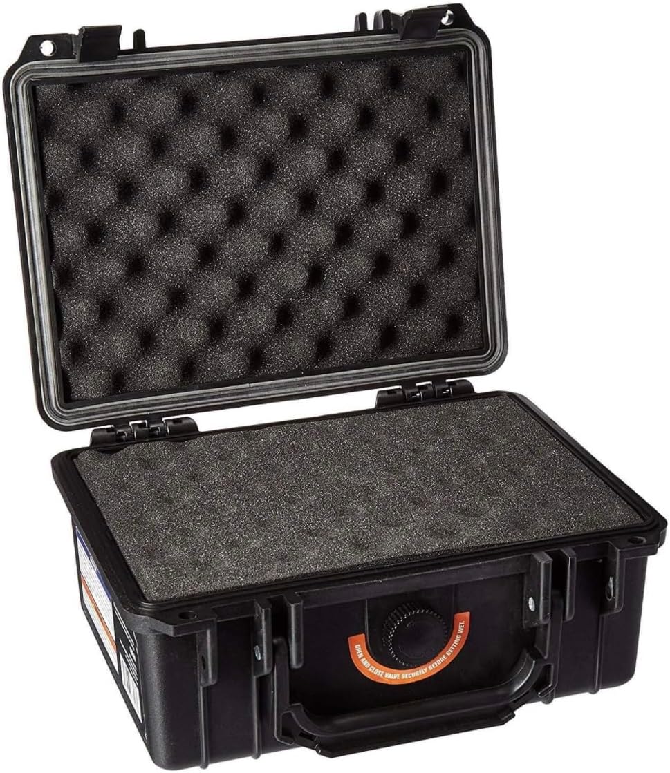 2800 Hard Case With Foam Weatherproof Protective Case, Medium, Black