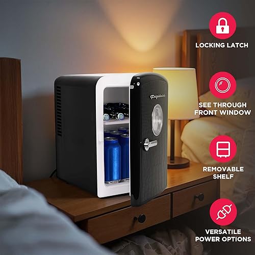 Miniatura 4 de Frigidaire 9 latas6l mini refrigerador personal refrigerador Crocodile Finish door-W 7.08" x L 11.81" X H 10.04 (negro)