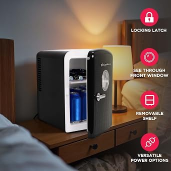 Frigidaire 9 can/6l mini personal fridge cooler Crocodile Finish door-W: 7.08 x L: 11.81 X H: 10.04 (Black)