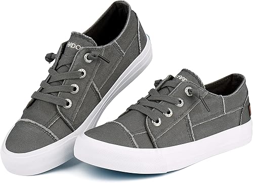 Vista 6 de JENN ARDOR - Zapatos de lona sin cordones para mujer, zapatillas bajas de moda, zapatillas cómodas para caminar