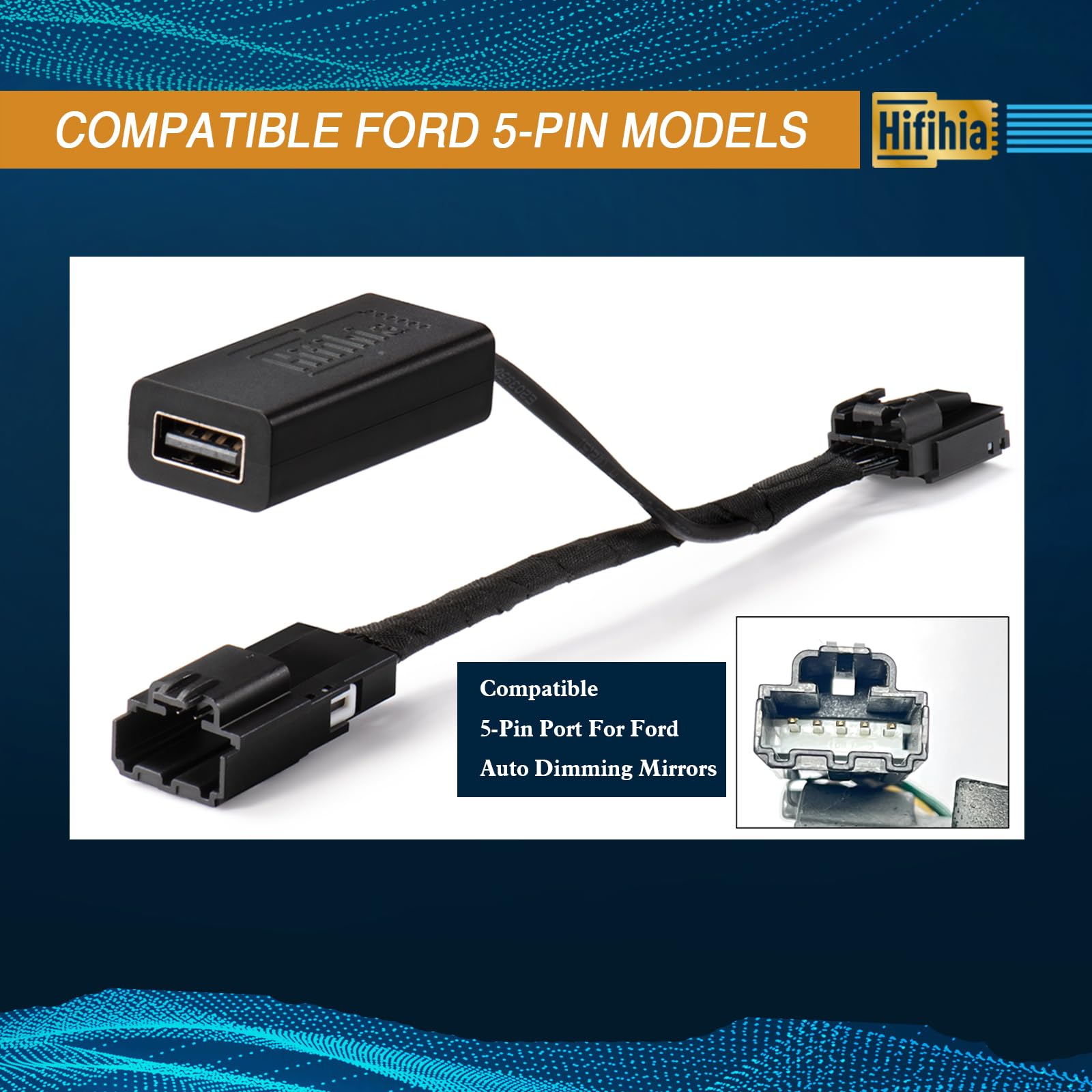 DashCam Power Adapter,(5P Type F) Fit Select Ford Bronco Edge Mustang,Connect To Auto-Dimming Rearview Mirror,Built-in Hide Power Adapter Charging Cable For Garmin Nuvi GPS Dash Cam Mirror Camera - View #8