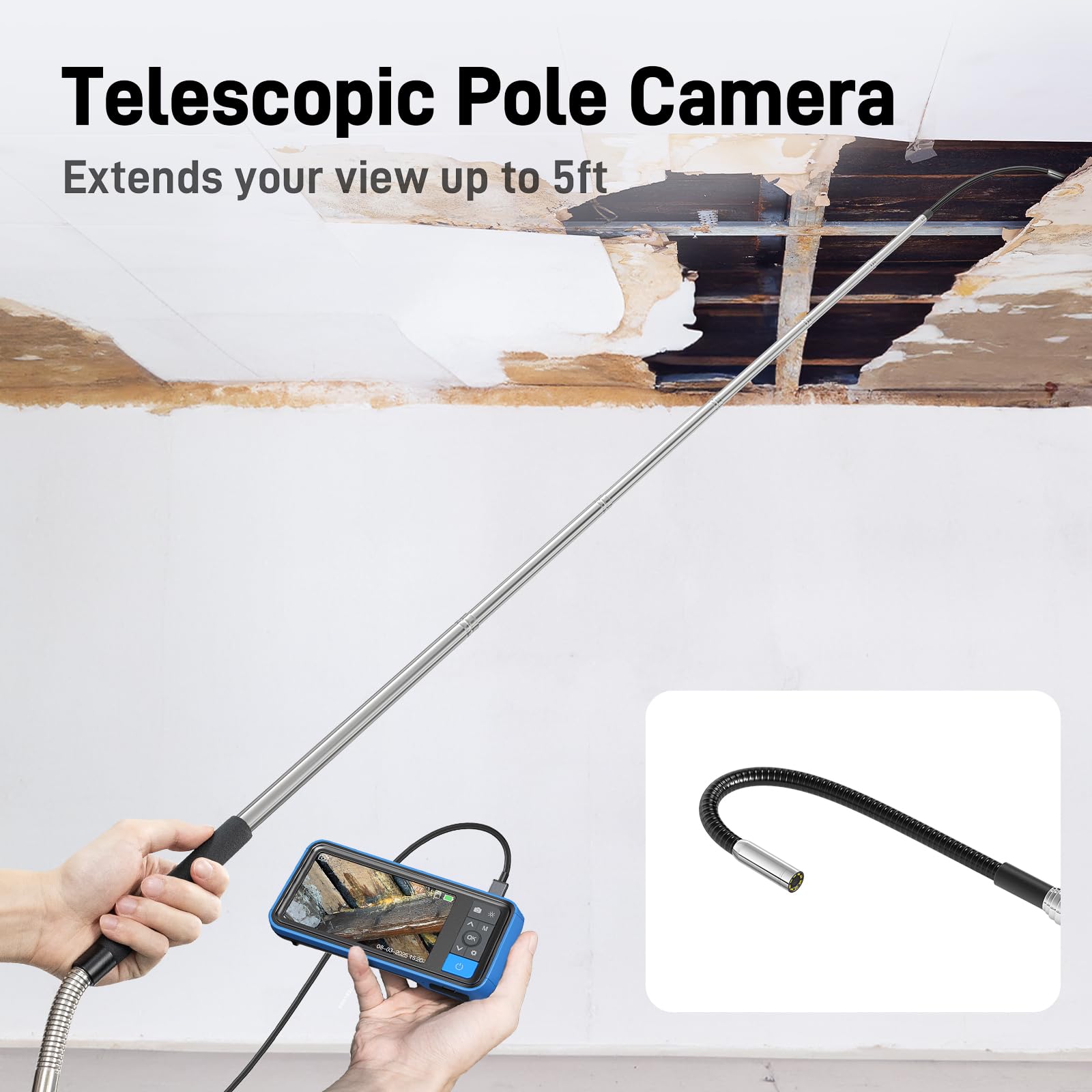 Teslong 5FT Telescopic Endoscope for Ceiling & Roof Inspection — Amazon image 2