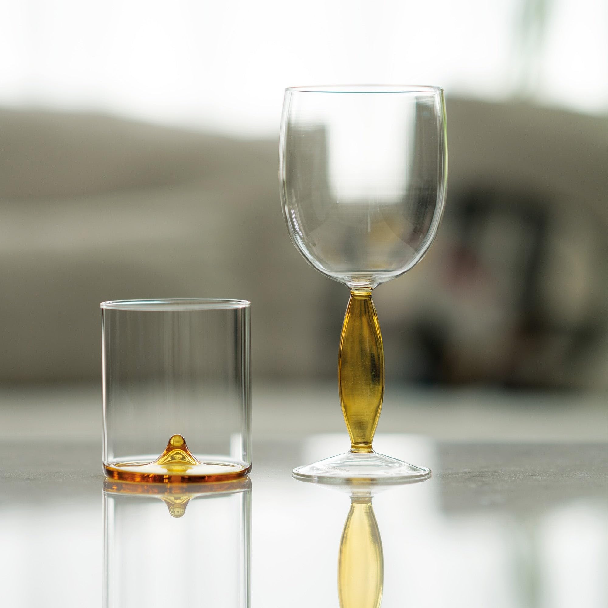 Zafferano - Juego de 4 copas de vino tinto Dorici de vidrio de borosilicato soplado a mano transparente - Elegancia y diseño para degustaciones exclusivas