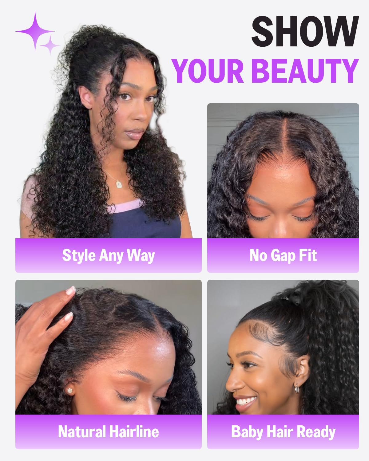 13x6 Lace Front Burmese Curly Glueless Wigs Human Hair Pre Plucked Pre Cut 220% Density Wear and Go Glueless Drawstring Wig for Daily Wear 24 Inch
