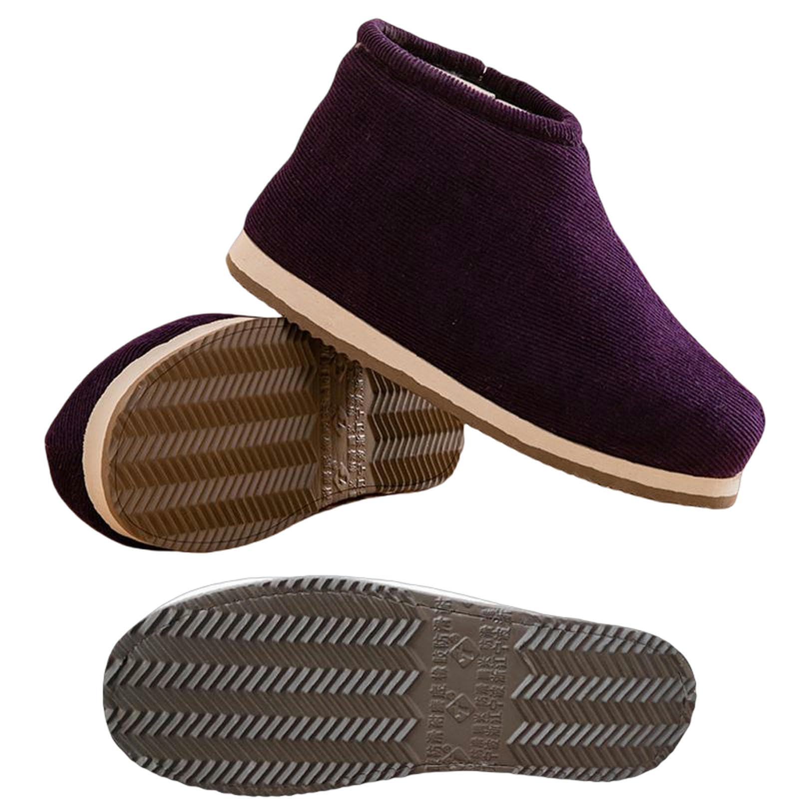 Zapatillas Fiesta De Fieltro Difuso De Las Mujeres Espuma De Memoria Cerrada Damas con Forro De Goma Anti-Deslizamiento De Revestimiento Cálido-púrpura-42 Yardas