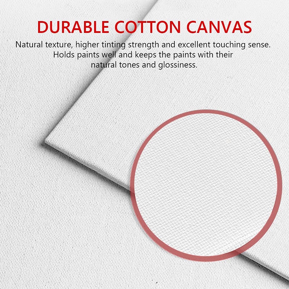 Rouleau Toile de Peinture Coton, Lot de 6 toiles en coton calicot pour peinture, toiles vierges, apprêtées, cadre pour peinture acrylique et huile, 20 x 25 cm, 25 x 25 cm, 25 x 30 cm, 10 x 10 cm