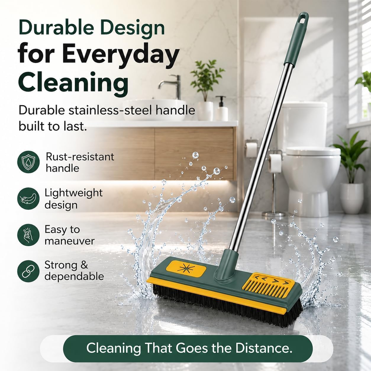 FAZMoss Cleaning Brush with Wiper - 3-in-1 Floor Scrubber -2