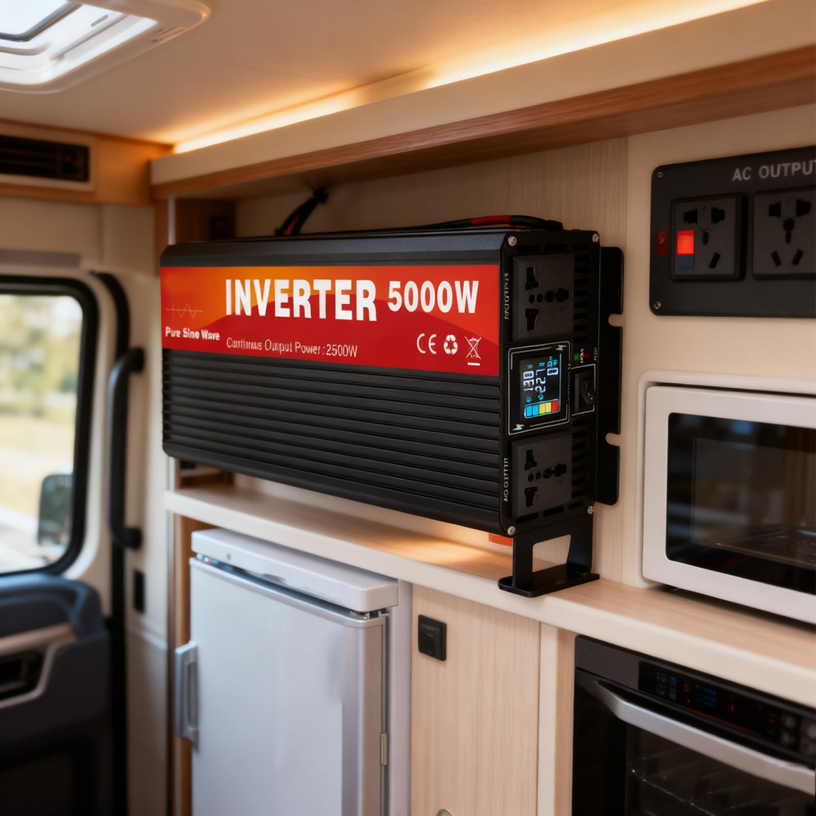 Falownik o mocy szczytowej 5000 W falownik o mocy ciągłej 2500 W czysta fala sinusoidalna, konwerter prądu stałego 12 V/24 V/48 V/60 V/72 V na prąd przemienny 110 V 60 Hz