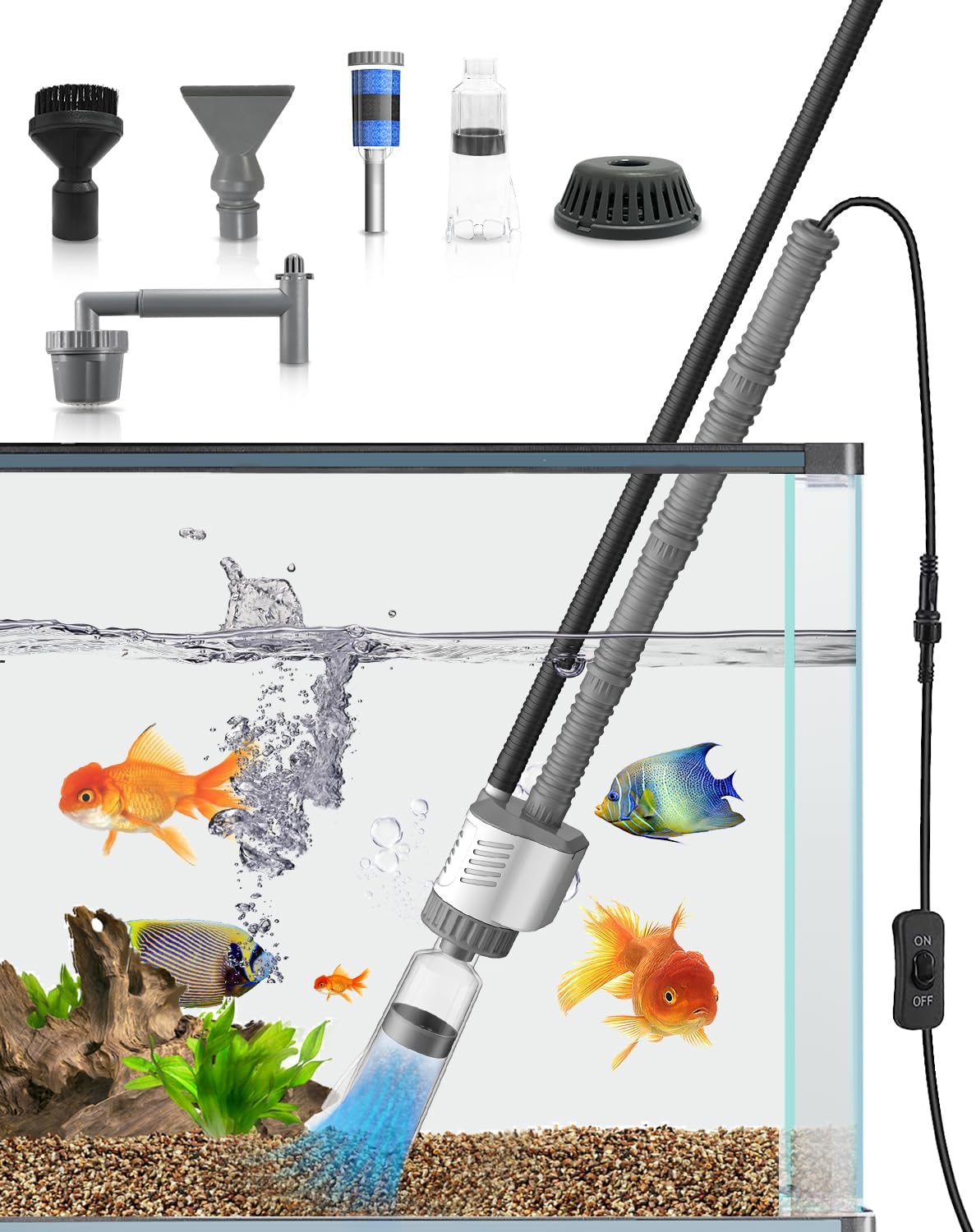 Electric Aquarium Vacuum Gravel, 30W Fish Tank Vacuum