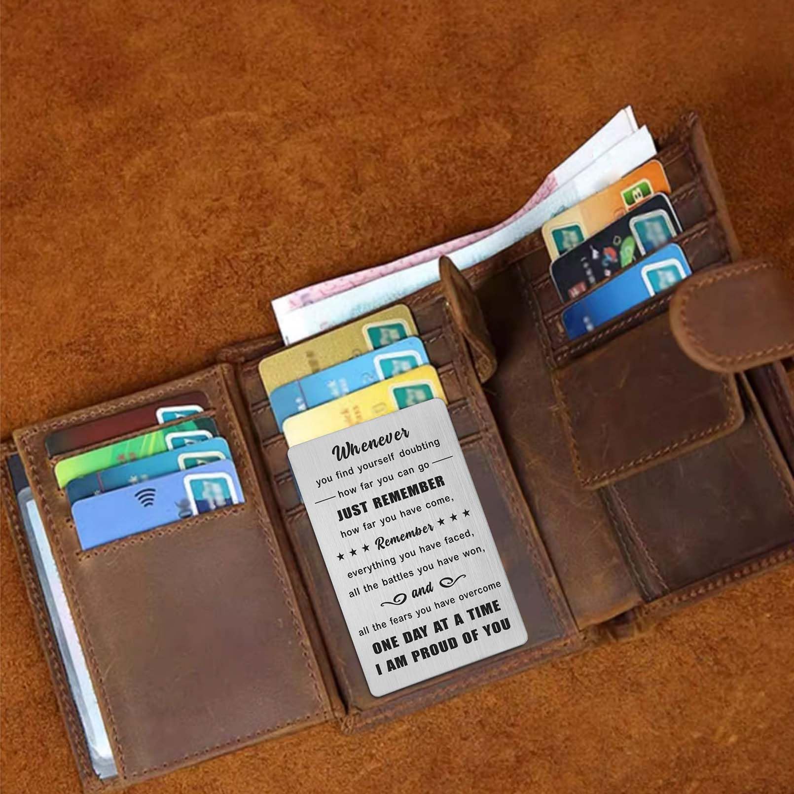 Sobriety Gift Card - Stainless Steel Engraved Wallet Insert, Addiction Recovery Support Token For Men & Women