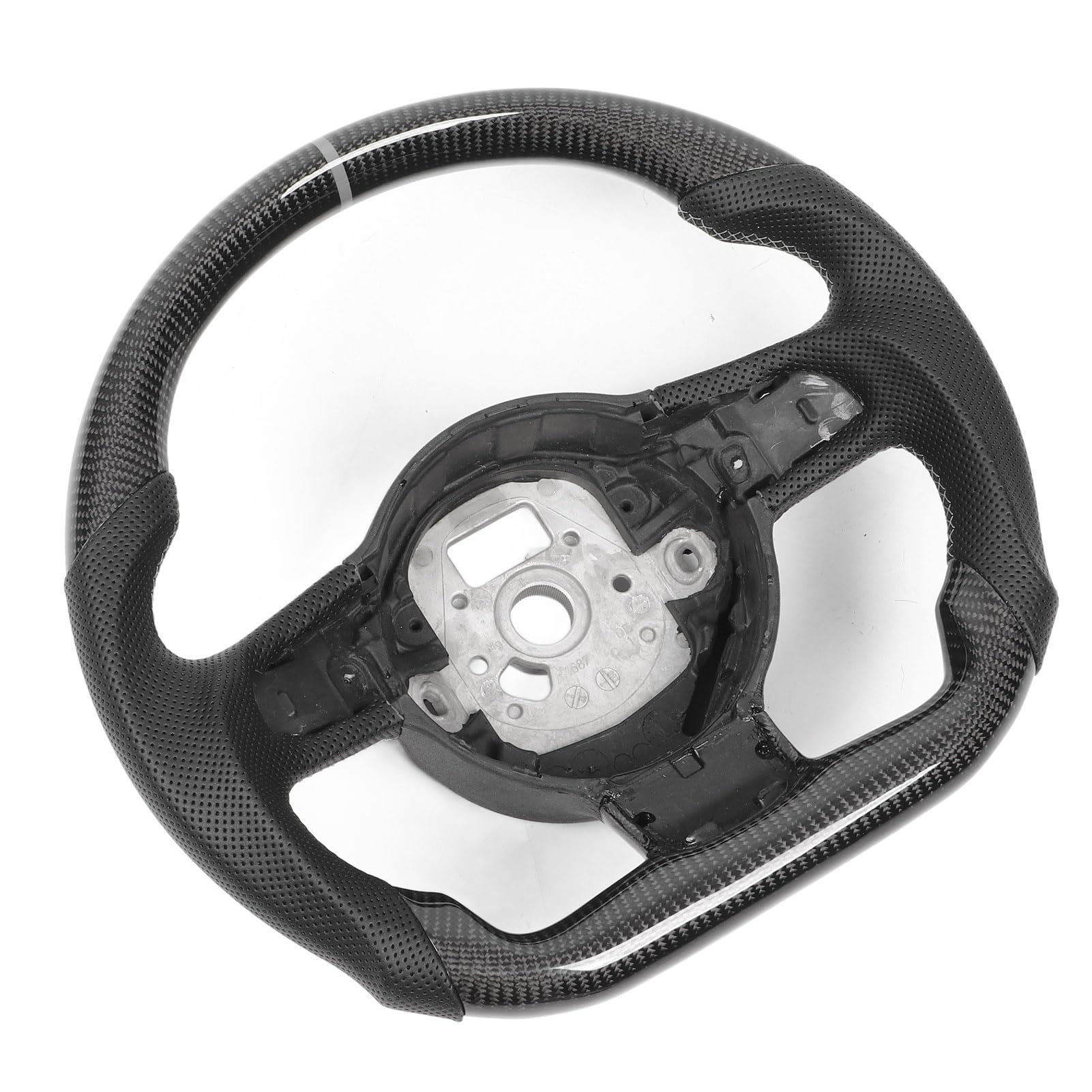 Real Carbon Faserlenkrad mit Perforiertem Leder, überlegener Griff Flacher Boden D -Typ Rennsport, Geeignet für 42 20072015, TT TTS TTRs 8J 20062014