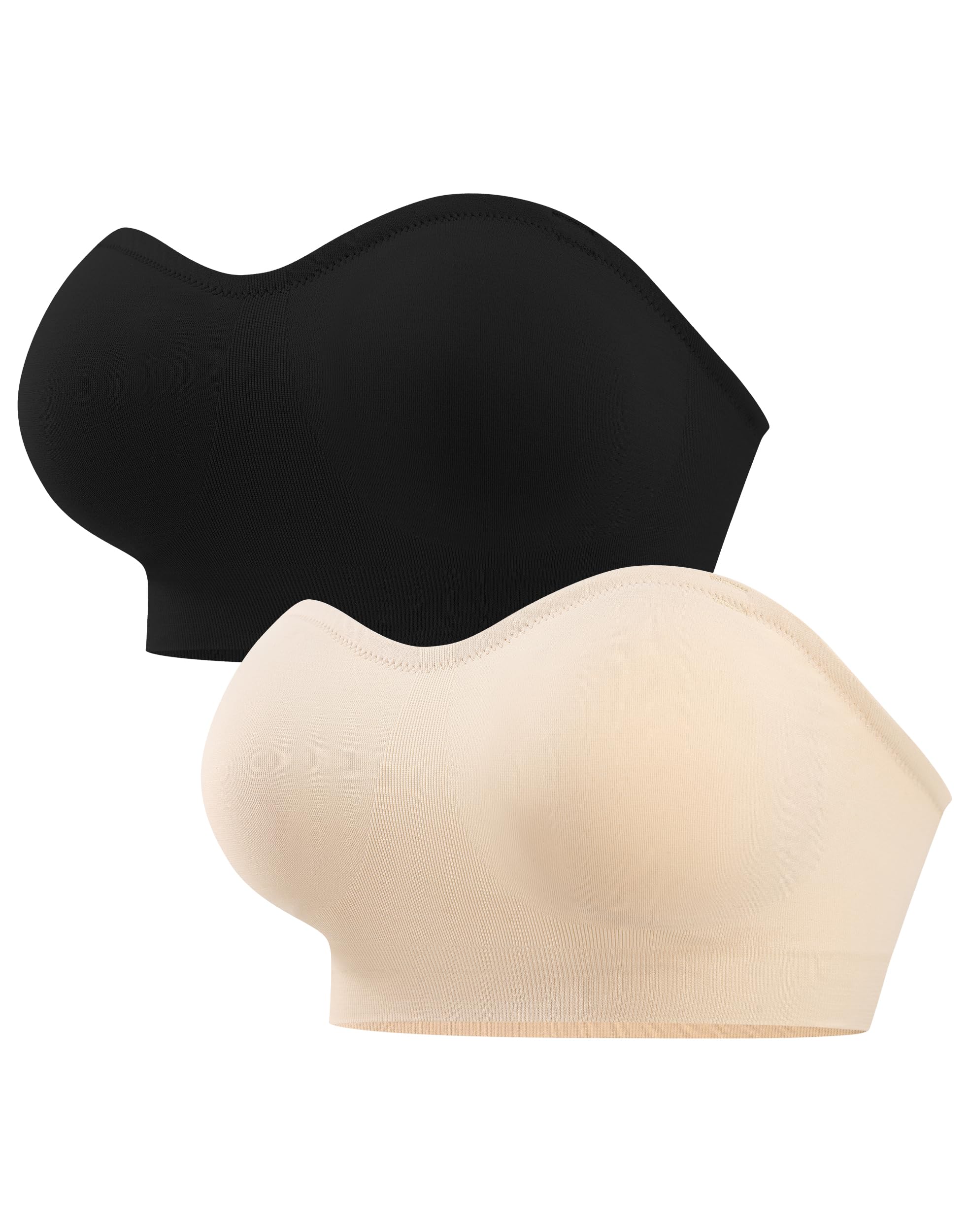 ANGOOL Strapless Bras for Women Wirefree Non-Slip Tube Top Invisible Bralette Seamless Padded Bandeau Bra