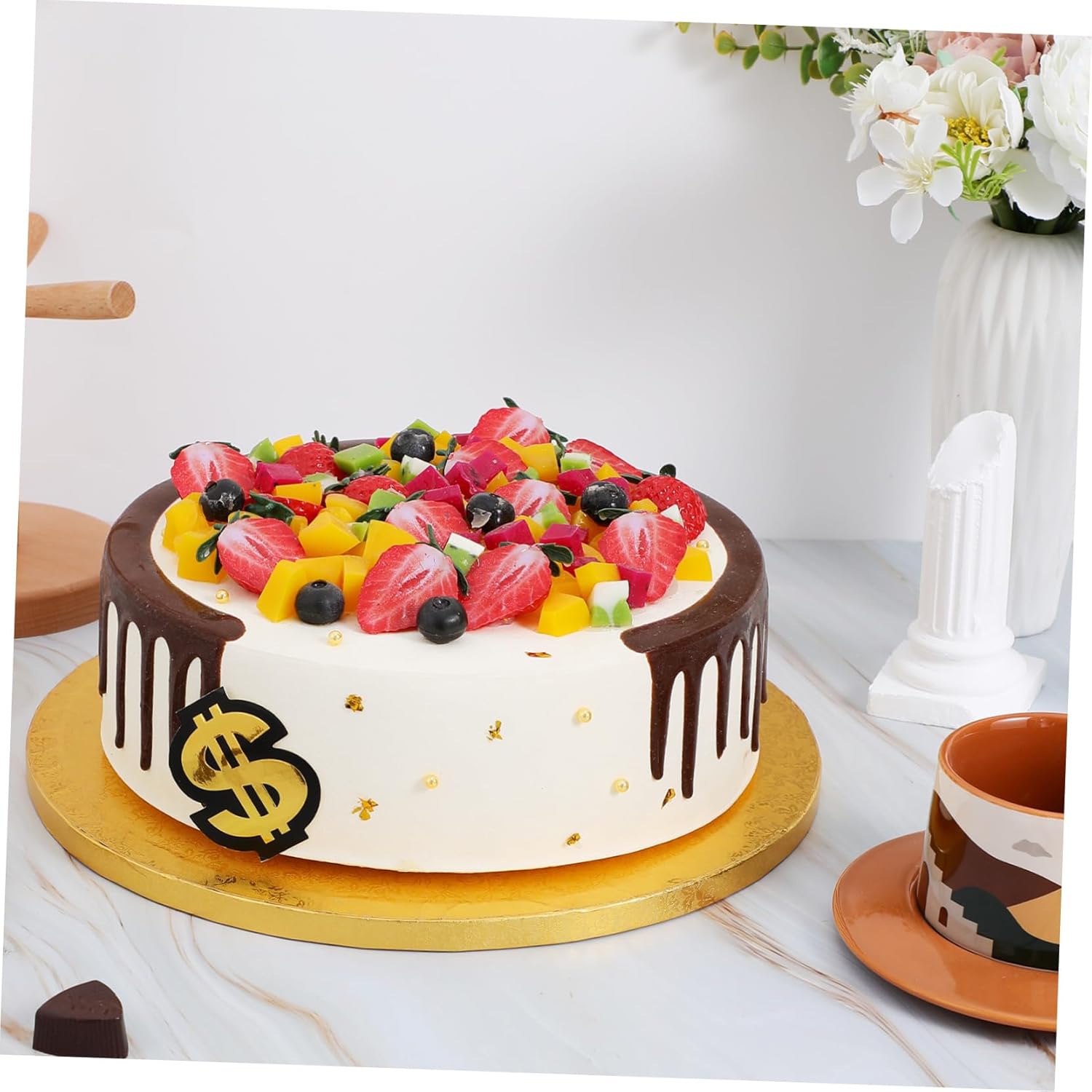 10pcs Gold Corrugated Paper Cake Boards Sturdy Base for Cakes Elegant Display for Birthdays and Events Enhanced Stability for Safe Transport