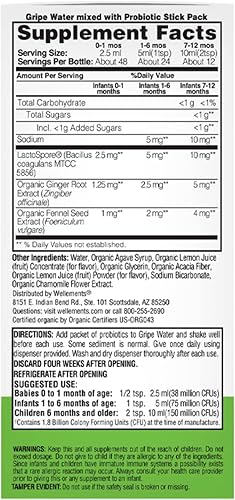 Miniatura 2 de Wellements Probiótico líquido orgánico certificado por USDA | Agua de gripe y probióticos para la salud digestiva e inmunológica del bebé, alivio de