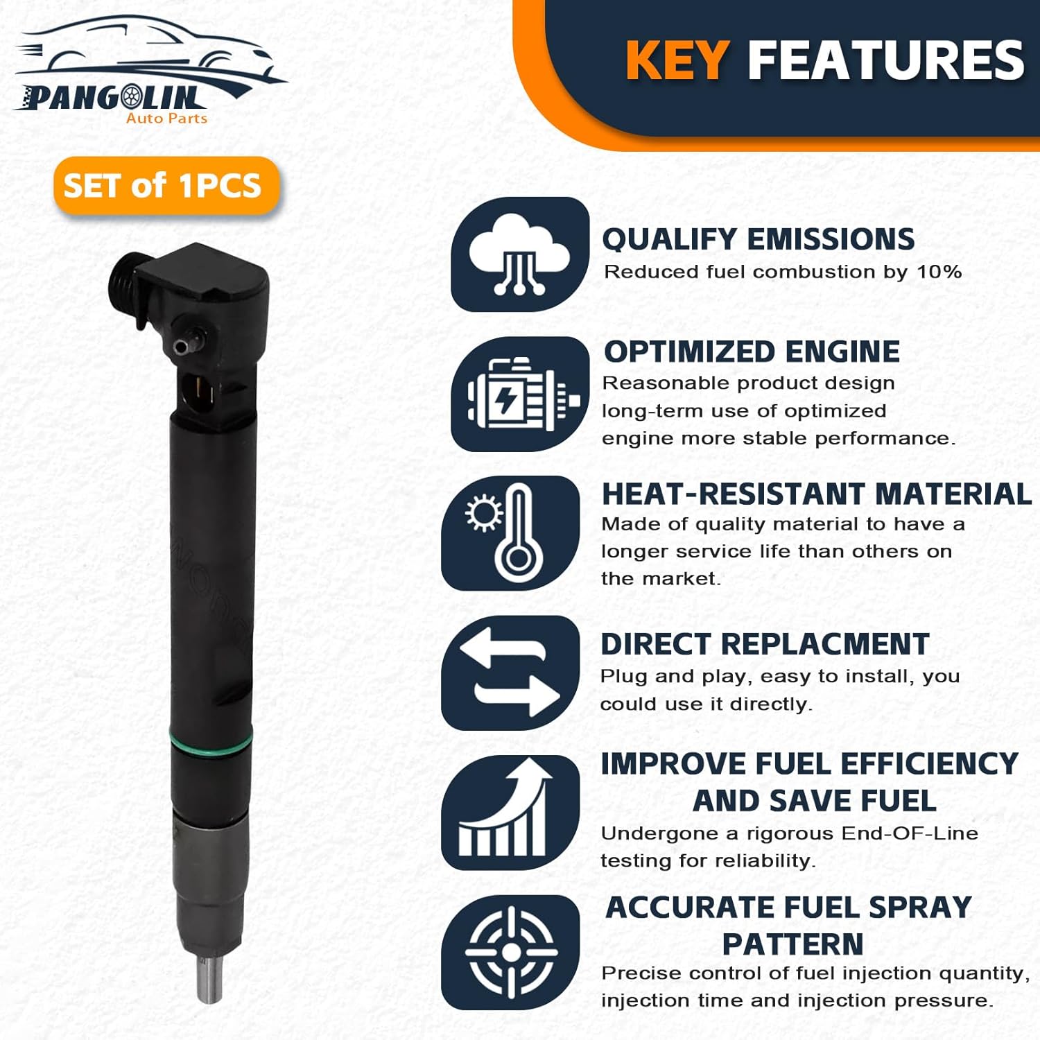 PANGOLIN 7261663 28347042 Fuel Injector Compatible with Bobcat Loader T740 T750 T770 T870 Doosan D34 Engine