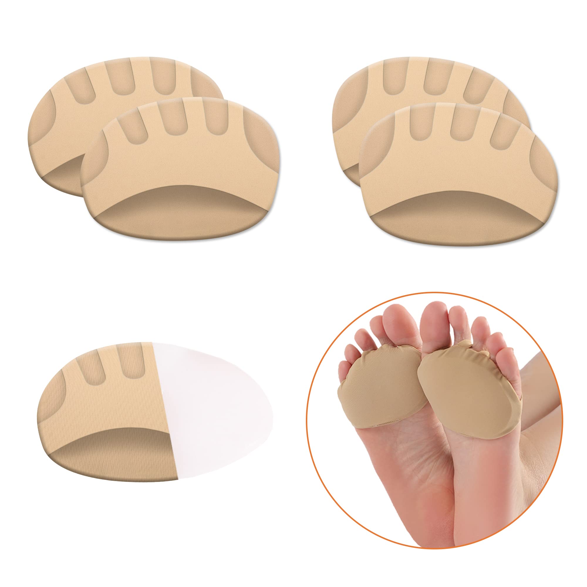 2 Pairs Gel Metatarsal Pads Men Women Honeycomb Fabric Forefoot Pads High Heels Comfort Pads Soft Ball of Foot Cushions Inserts for Pain Relief Non Slip Toe Socks Pads Forefoot Sleeves Pads