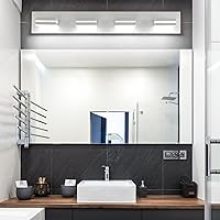 Vista 6 de SineRise - Lámpara LED para tocador de baño - Moderna lámpara regulable de acrílico con acabado blanco mate para iluminación de pared sobre