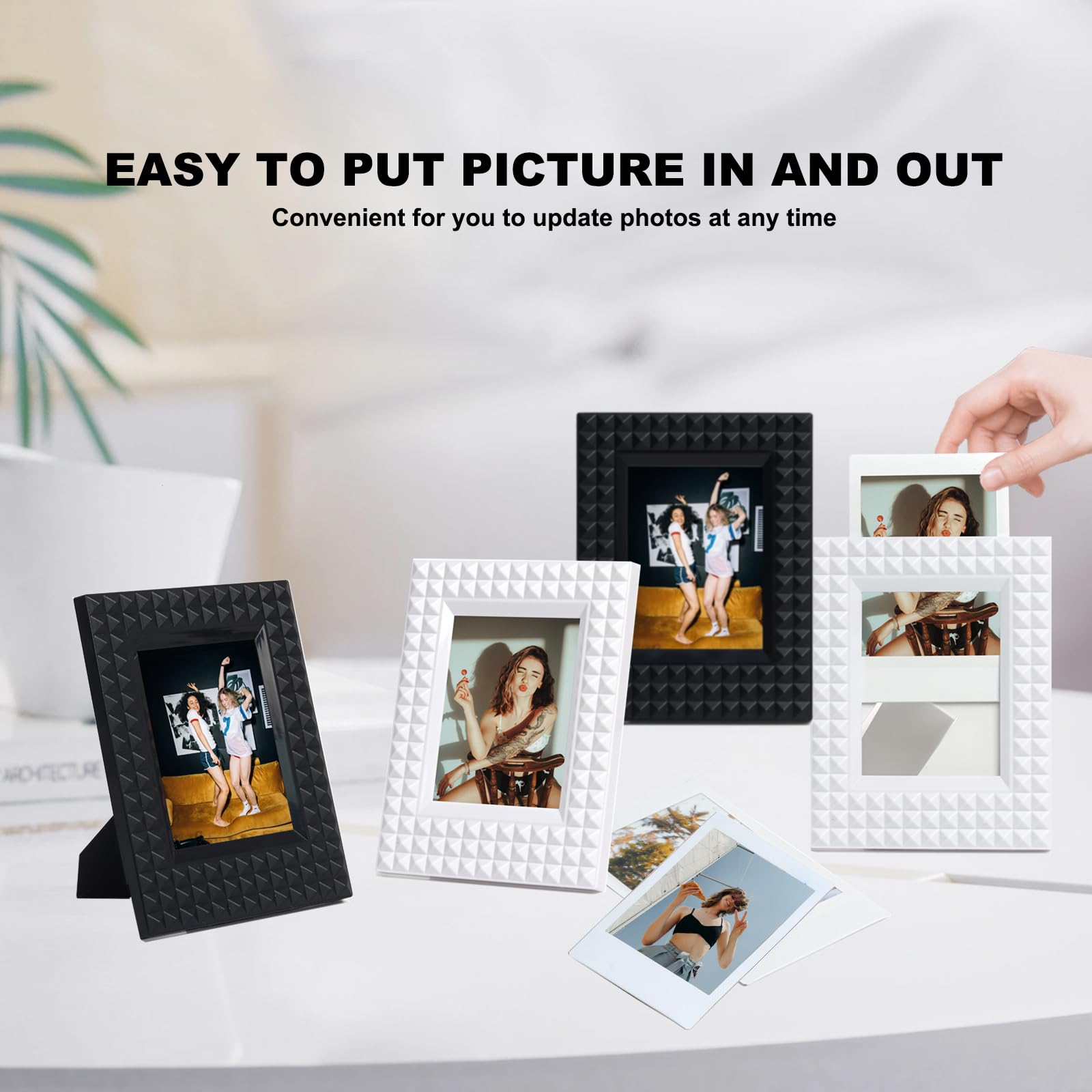 10pcs Desktop Photo Frame 3inch Mini Picture Frames Fit for Fujifilm Instax mini 12/11/8/9/90/40/EVO,for Polaroid 3" Film Photo (5 Black+5 White) - Image 3