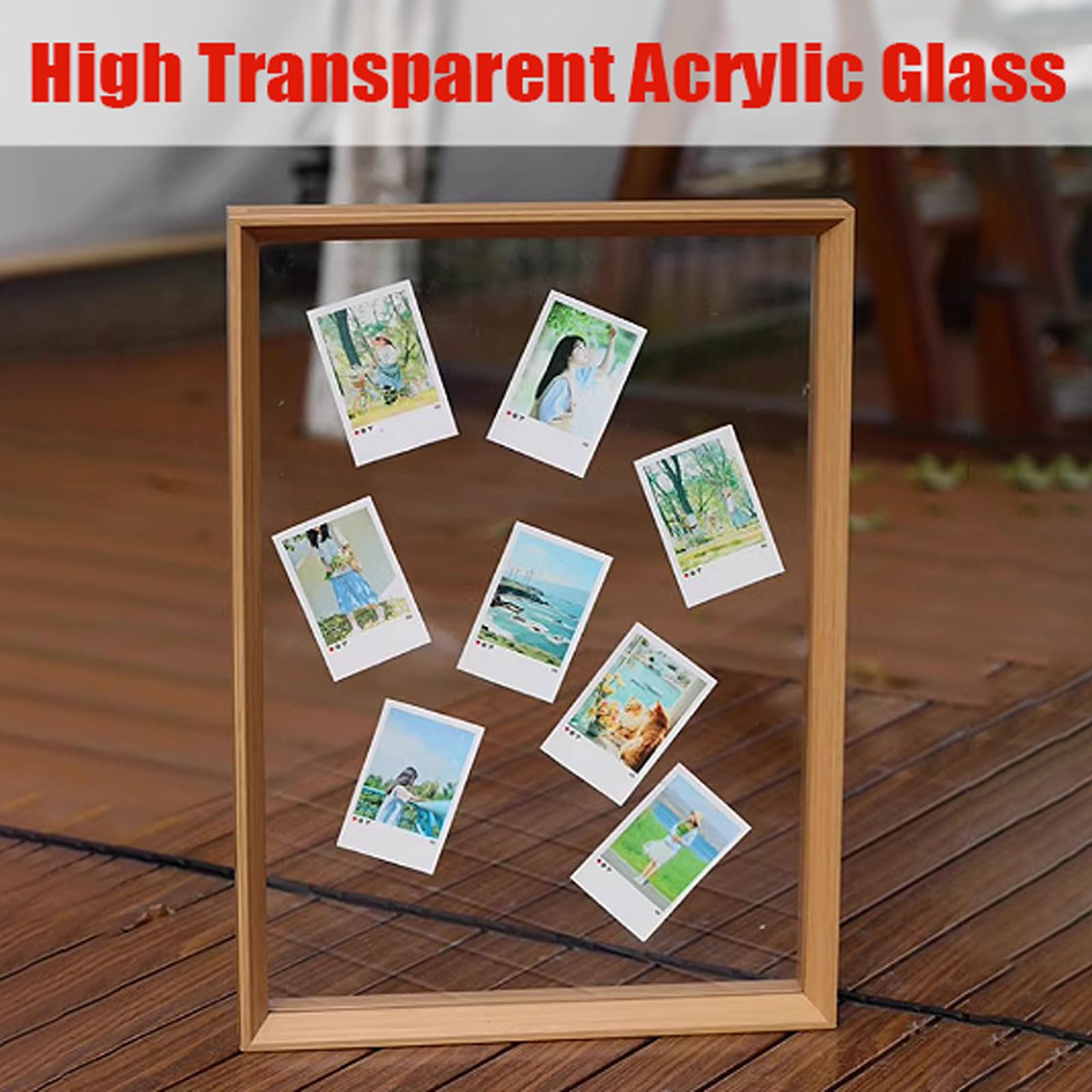 Doppelseitiger Bilderrahmen aus Acryl Glas,Schwebender Rahmen Doppelseitiger,Transparenter Fotorahmen Aus Holz,Pflanze Probe-Rahmen,Glatte Kanten,FüR Fotos,PräParate,Scherenschnitte