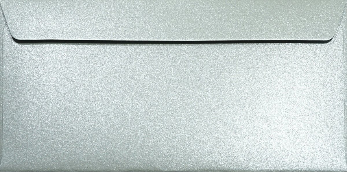 Netuno 25 Long Silver Pearl envelopes DL 110 x 220 mm 4.33 x 8.66 in 120gsm Majestic Moonlight Silver Long Pearlescent Envelope Shimmer envelopes for Wedding Invitations Letters Flyers Business Cards — image 1