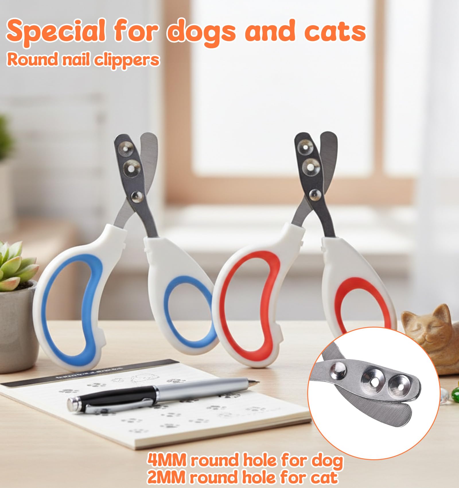 2Pcs Pet Nail Clippers, Dog Cat Nail Clipper with Guard for Cats Small Dogs Animal Claws Trimmer Ideal for Bearded Dragon Cats Rabbit, Non-slip Handle & Stainless Steel Blades, Safe & Easy to Use - image 7