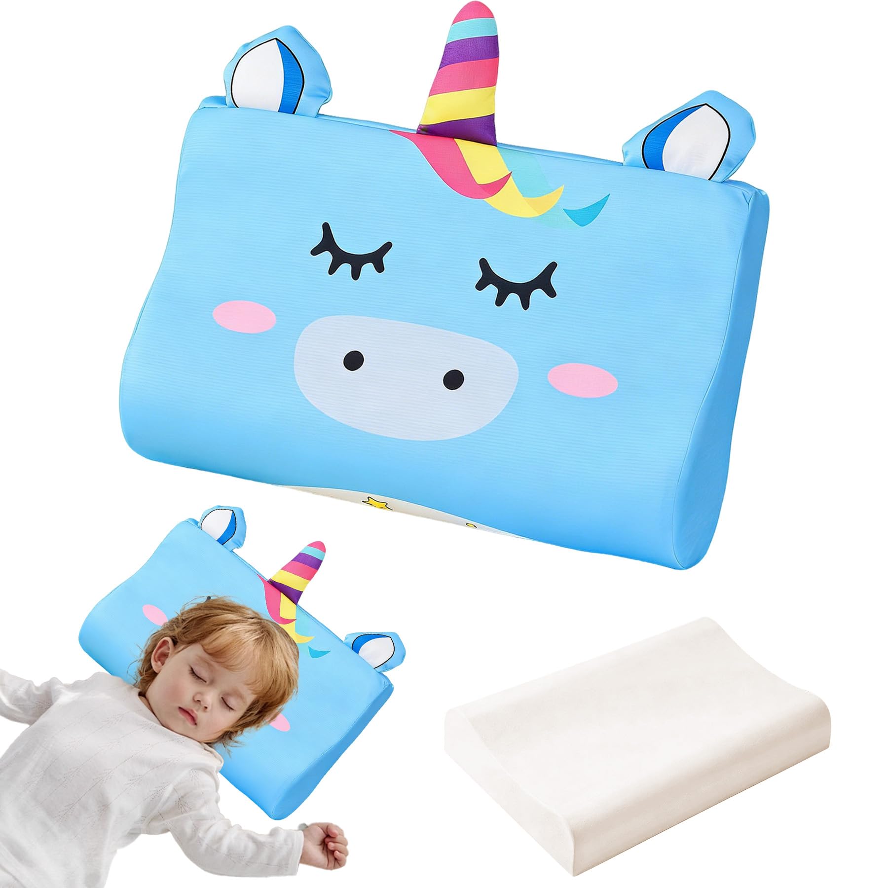 TZEKING Almohada Infantil Ergonómica – Almohada para Niños con Funda Lavable, Espuma Viscoelástica Transpirable e Hipoalergénica, Cojín para Bebes y Niños de 2 a 10 Años – 45x27x6cm — view 8