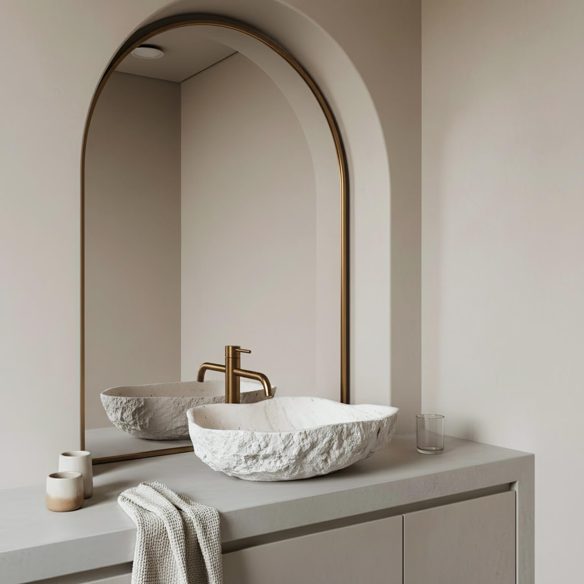 Lavabo Sobre Encimera Rea Isla Shiro Beige 49X37X13,5Cm