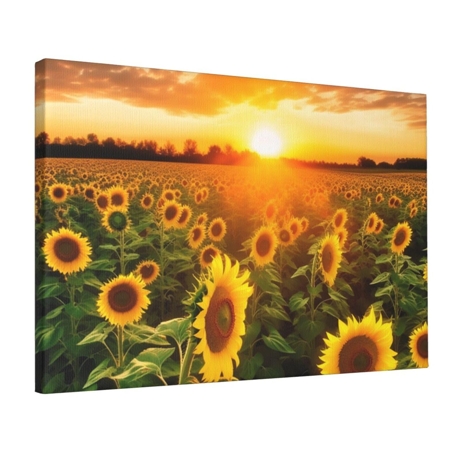 DWVTSLH Sunflower Field Sunset Poster Paintings Canvas Wall Art Bedroom Prints Home Decor Hanging Picture Modern Home Artworks Aesthetic for Living Room Office Wall Decor 12x18in Unframed