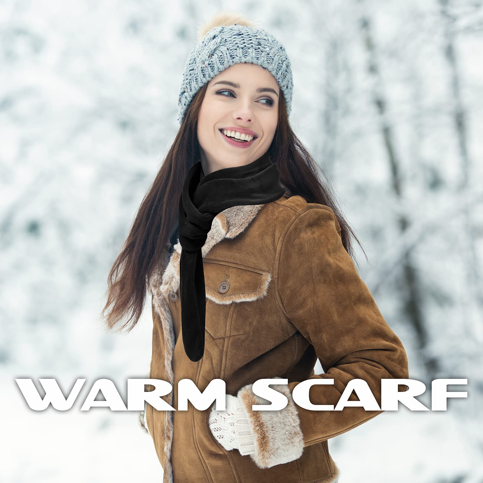 Bufanda para hombre y mujer, para invierno, clima frío, bufanda de cuello de uso rápido, Negro - 3