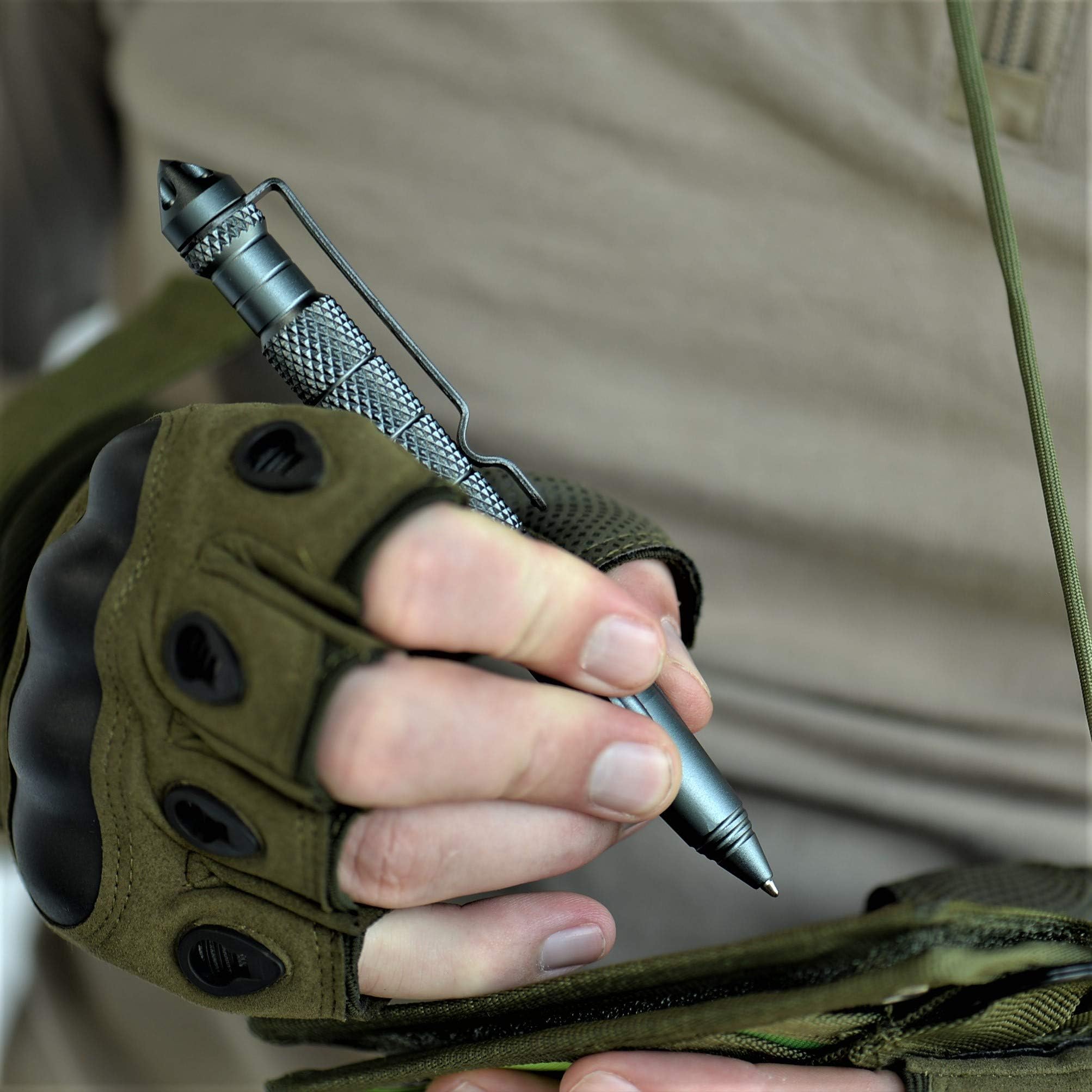 ID Card Holder (for Military/Tactical Units/Government) (Green) (1) [Hook & Loop Badge Key Ring w/Neck Lanyard] + Self Defense Pen w/Glass Breaker (1)